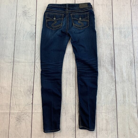 Silver Jeans Suki sz 28 Mid Super Skinny Dark Wash Inseam 30.5" - Picture 6 of 13